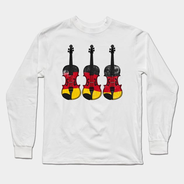 Violin German Flag Violinist String Musician Germany Long Sleeve T-Shirt by doodlerob